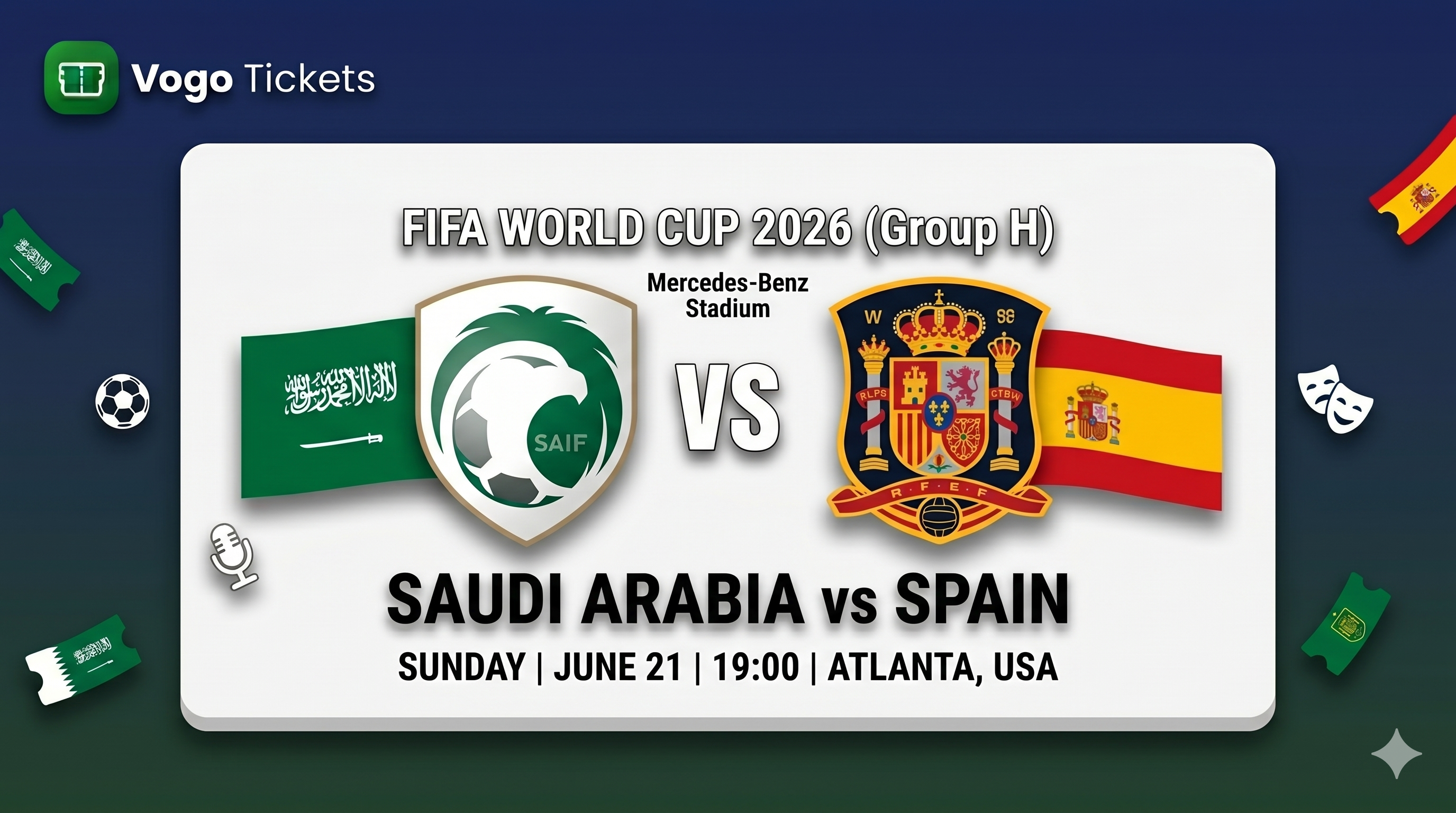 Saudi Arabia vs Spain - FIFA World Cup 2026 Group H